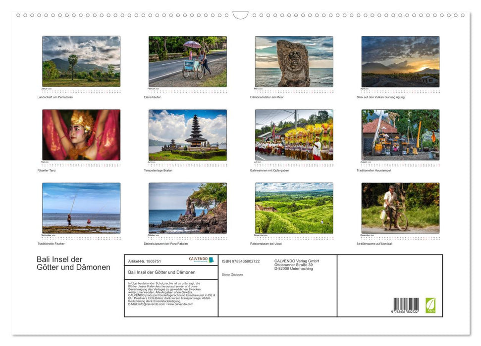 Bali Insel der Götter und Dämonen (CALVENDO Wandkalender 2025)