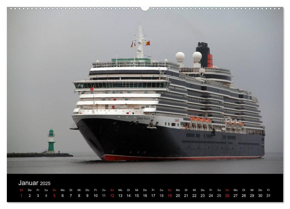 Cruiseliner in Warnemünde (CALVENDO Premium Wandkalender 2025)