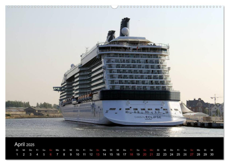 Cruiseliner in Warnemünde (CALVENDO Premium Wandkalender 2025)