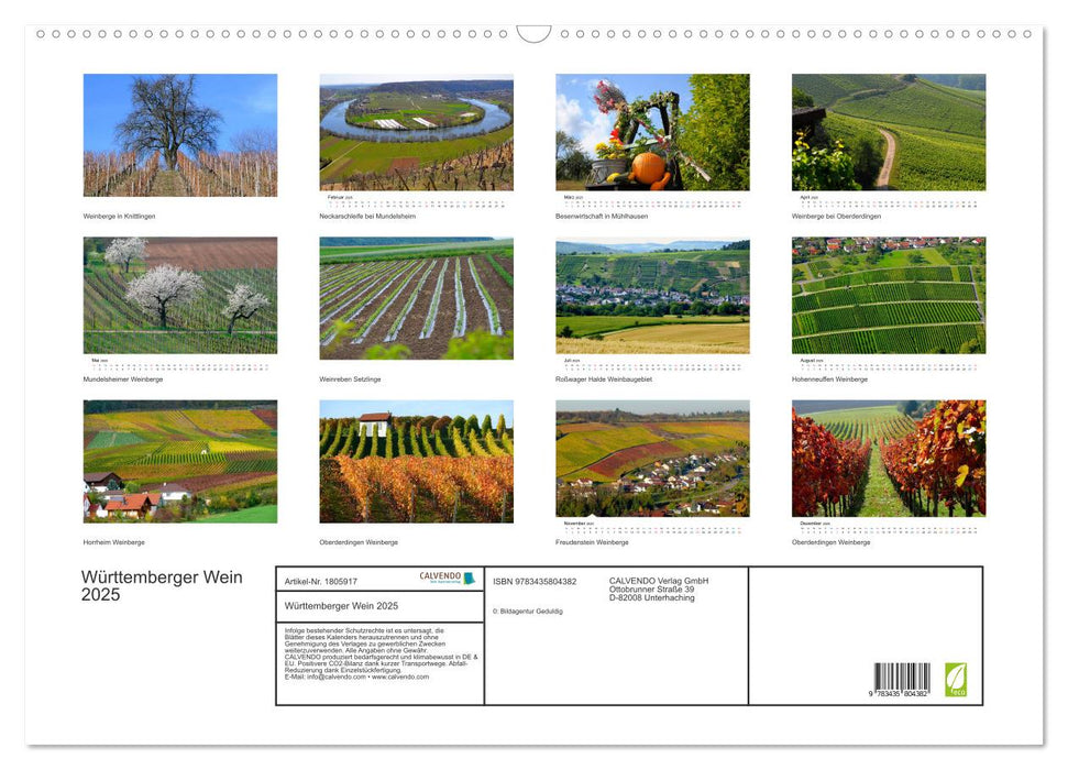 Württemberger Wein 2025 (CALVENDO Wandkalender 2025)