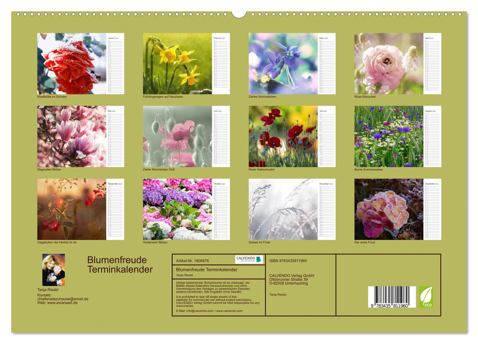 Blumenfreude Terminkalender (CALVENDO Premium Wandkalender 2025)