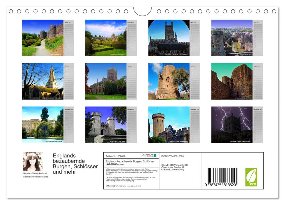 Englands bezaubernde Burgen, Schlösser und mehr (CALVENDO Wandkalender 2025)