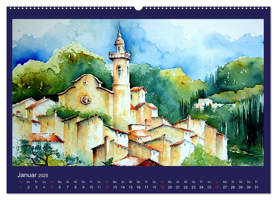 Mallorca Aquarelle (CALVENDO Wandkalender 2025)