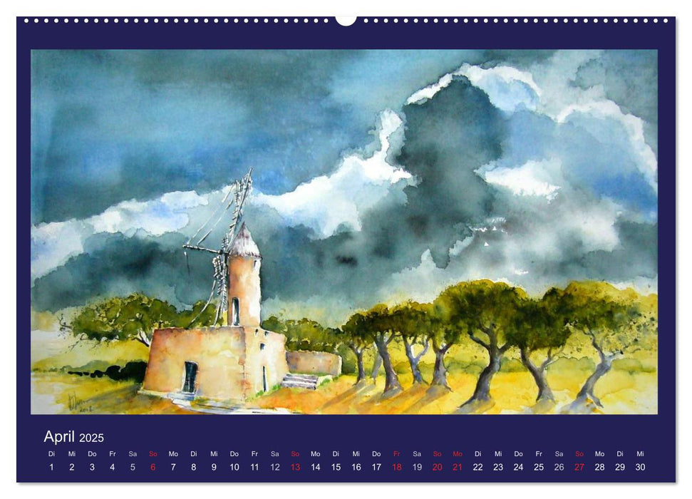 Mallorca Aquarelle (CALVENDO Wandkalender 2025)