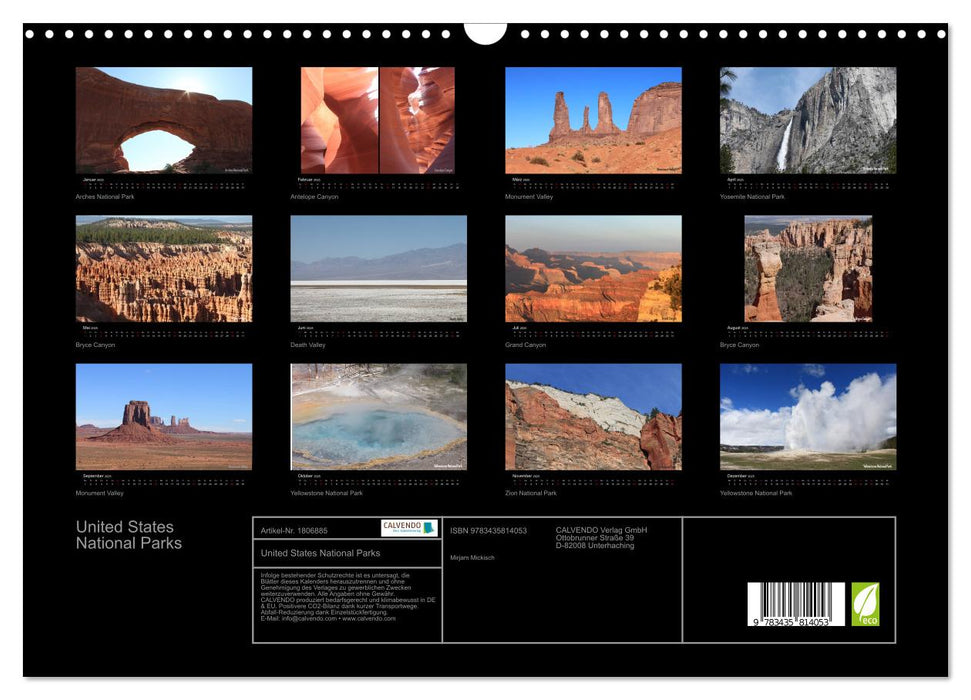 United States National Parks (CALVENDO Wandkalender 2025)