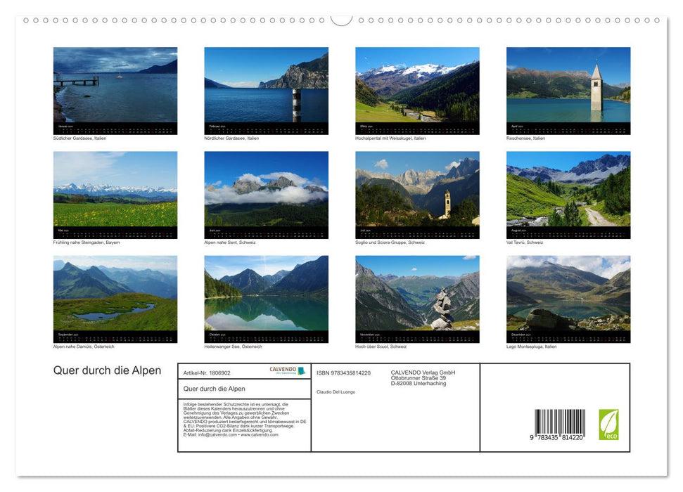 Quer durch die Alpen (CALVENDO Premium Wandkalender 2025)