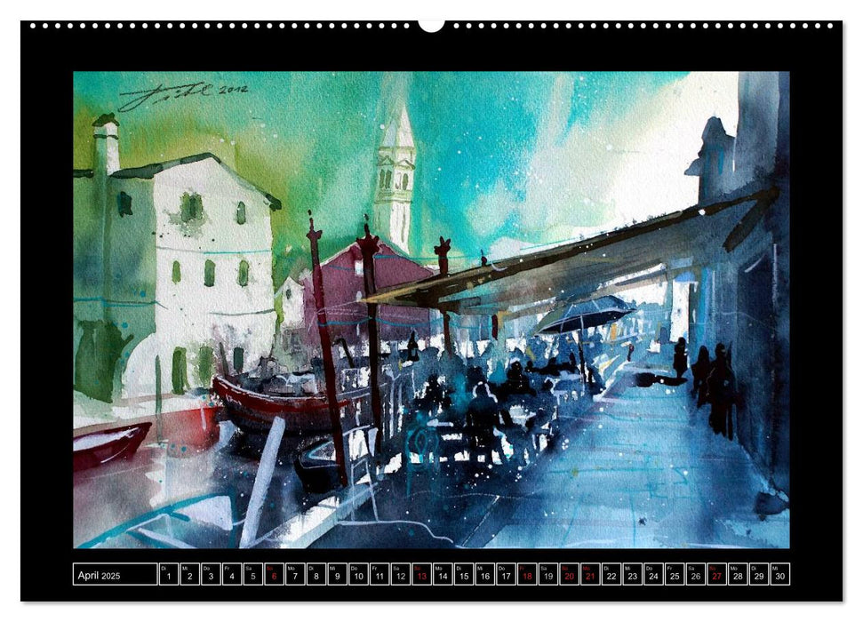 Burano in Aquarell 2025 (CALVENDO Premium Wandkalender 2025)