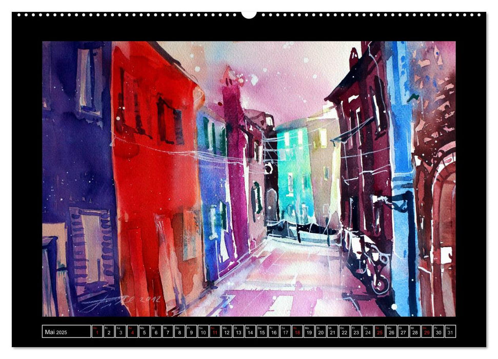 Burano in Aquarell 2025 (CALVENDO Premium Wandkalender 2025)