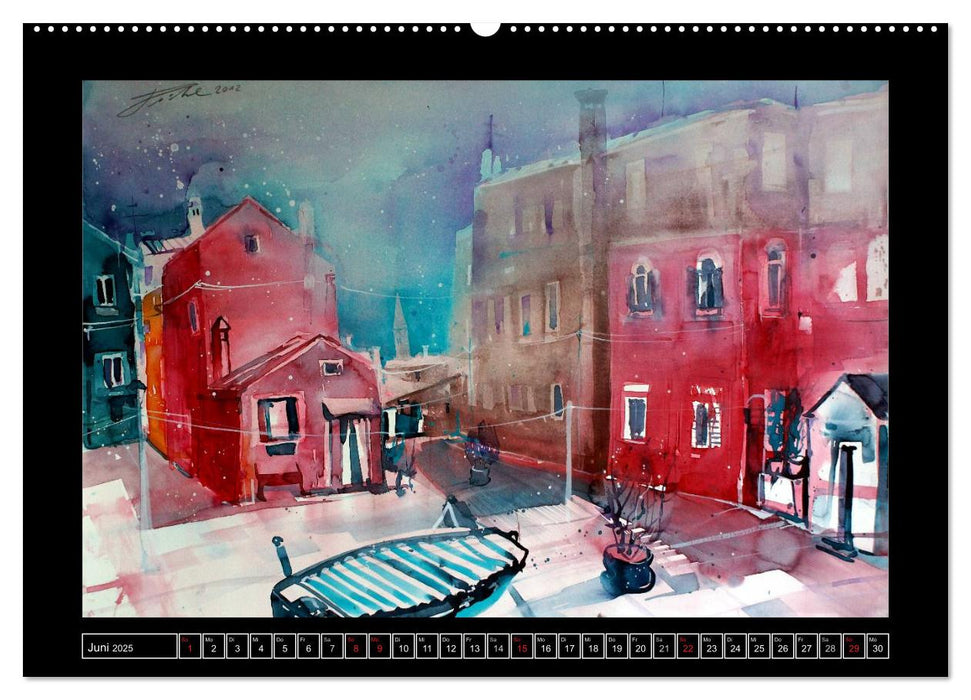 Burano in Aquarell 2025 (CALVENDO Premium Wandkalender 2025)