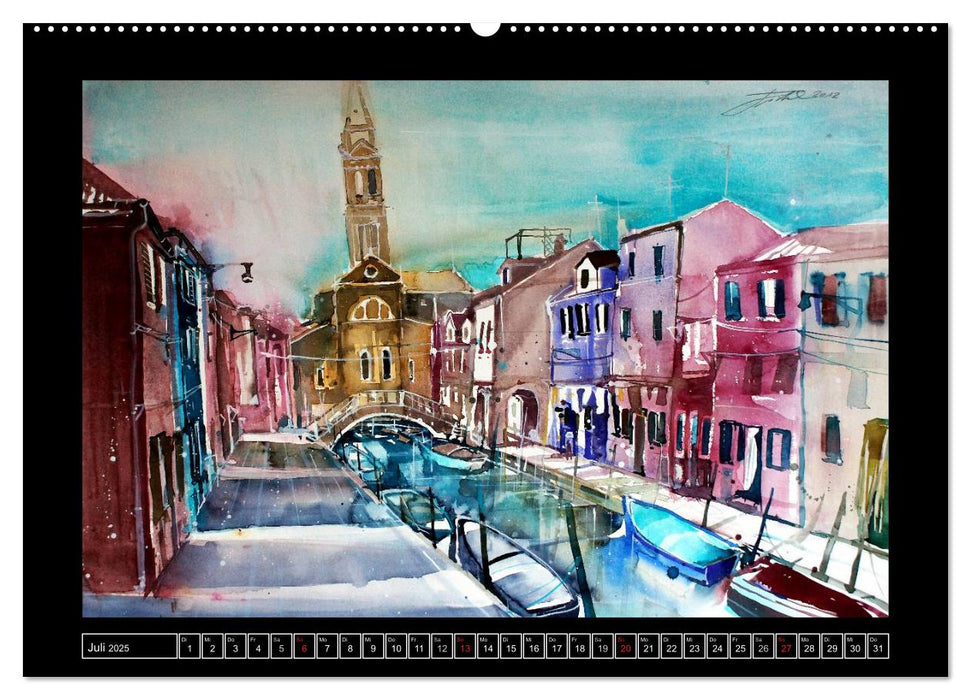 Burano in Aquarell 2025 (CALVENDO Premium Wandkalender 2025)