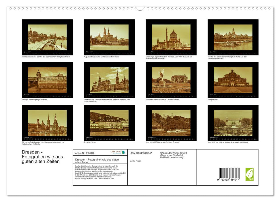 Dresden - Fotografien wie aus guten alten Zeiten (CALVENDO Premium Wandkalender 2025)