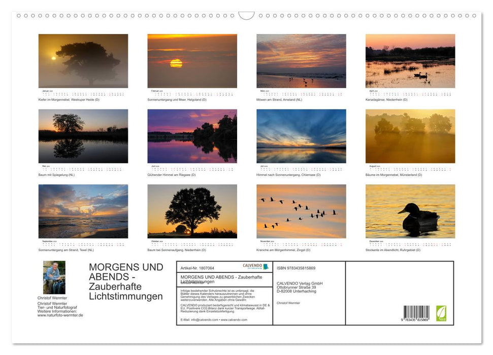 MORGENS UND ABENDS - Zauberhafte Lichtstimmungen (CALVENDO Wandkalender 2025)