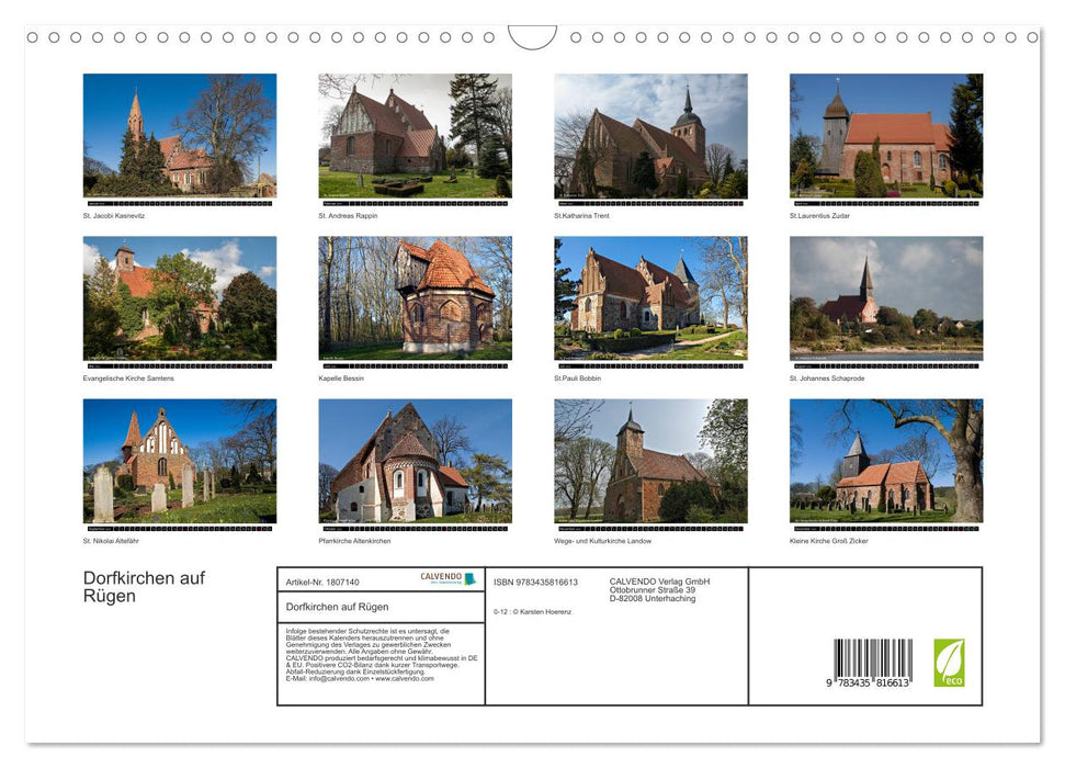 Dorfkirchen auf Rügen (CALVENDO Wandkalender 2025)