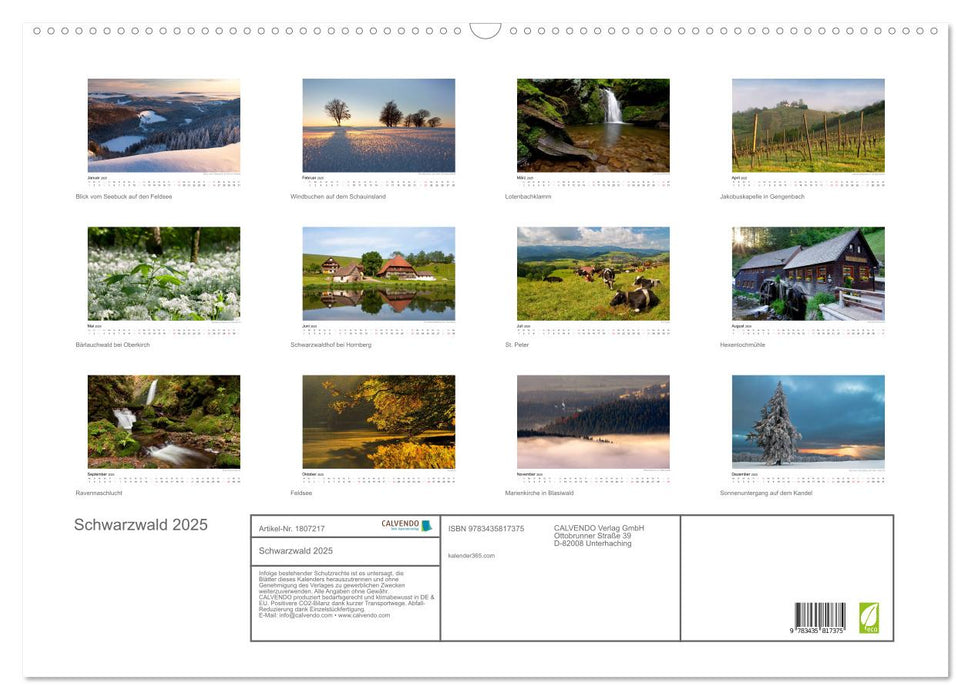 Schwarzwald 2025 (CALVENDO Wandkalender 2025)