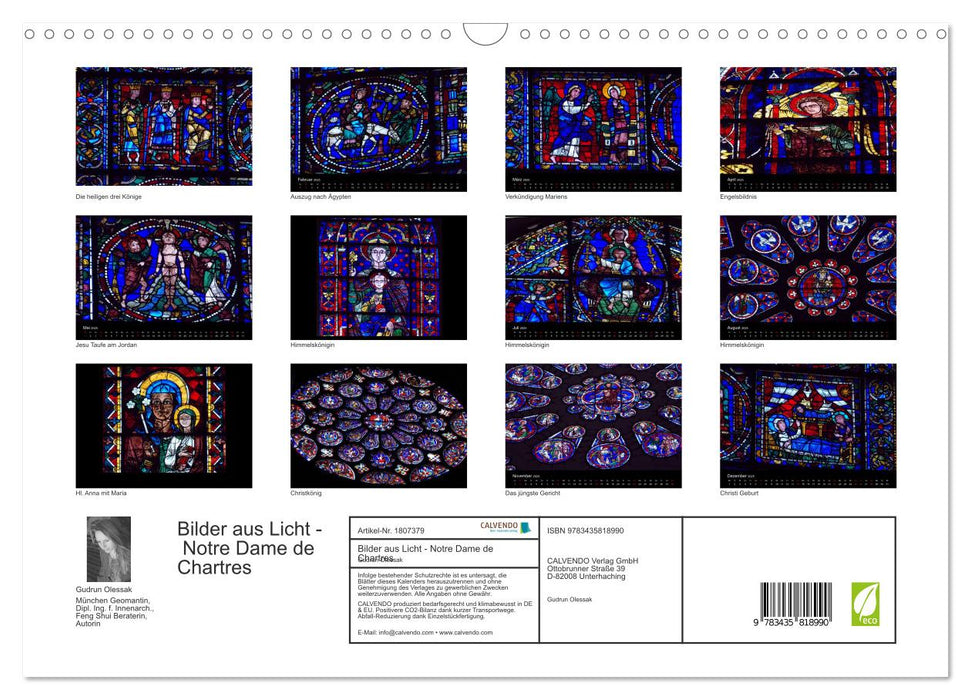 Bilder aus Licht - Notre Dame de Chartres (CALVENDO Wandkalender 2025)