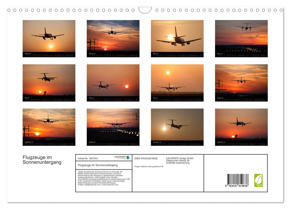Flugzeuge im Sonnenuntergang (CALVENDO Wandkalender 2025)