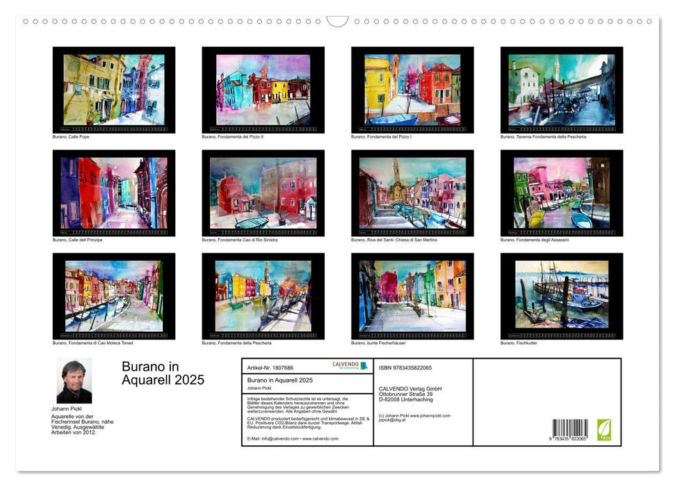 Burano in Aquarell 2025 (CALVENDO Wandkalender 2025)