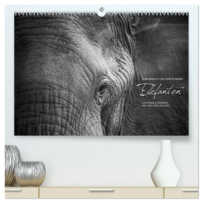 Emotionale Momente: Elefanten in black & white (CALVENDO Premium Wandkalender 2025)