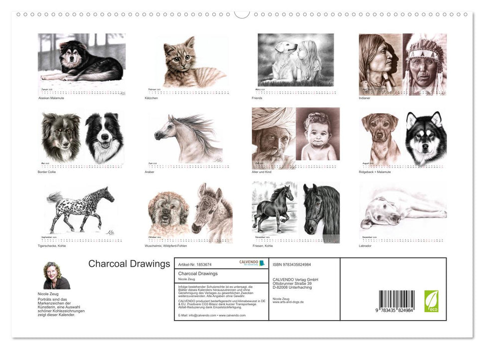 Charcoal Drawings (CALVENDO Premium Wandkalender 2025)