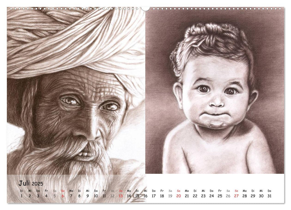 Charcoal Drawings (CALVENDO Premium Wandkalender 2025)