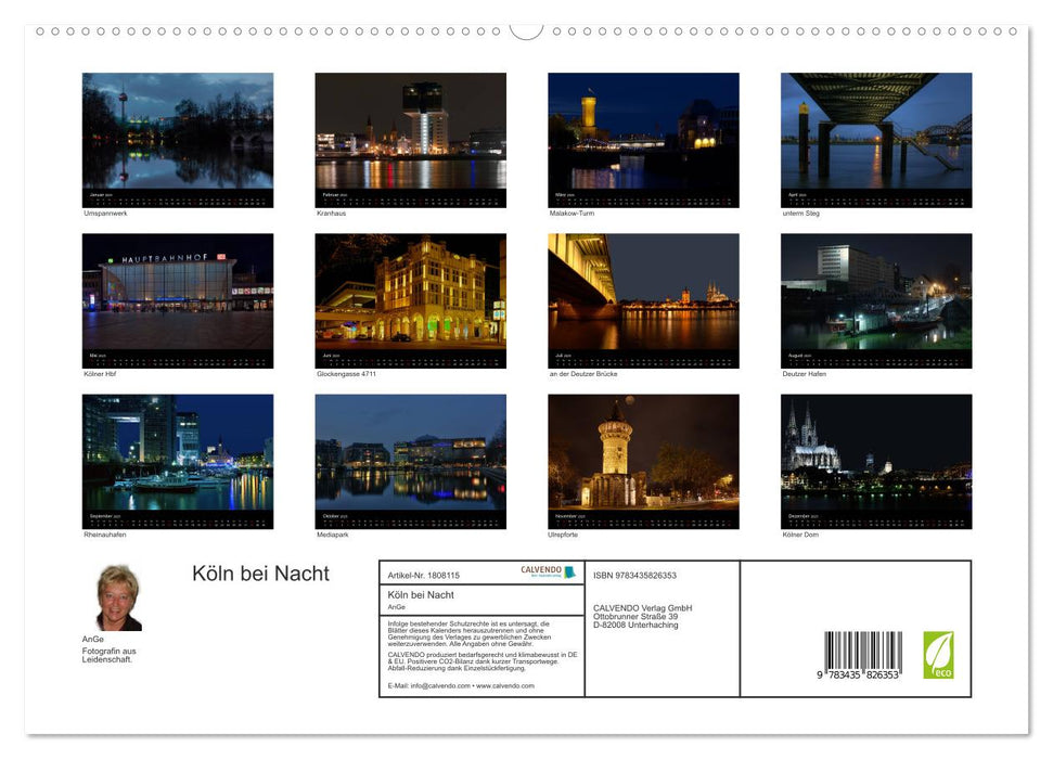 Köln bei Nacht (CALVENDO Premium Wandkalender 2025)