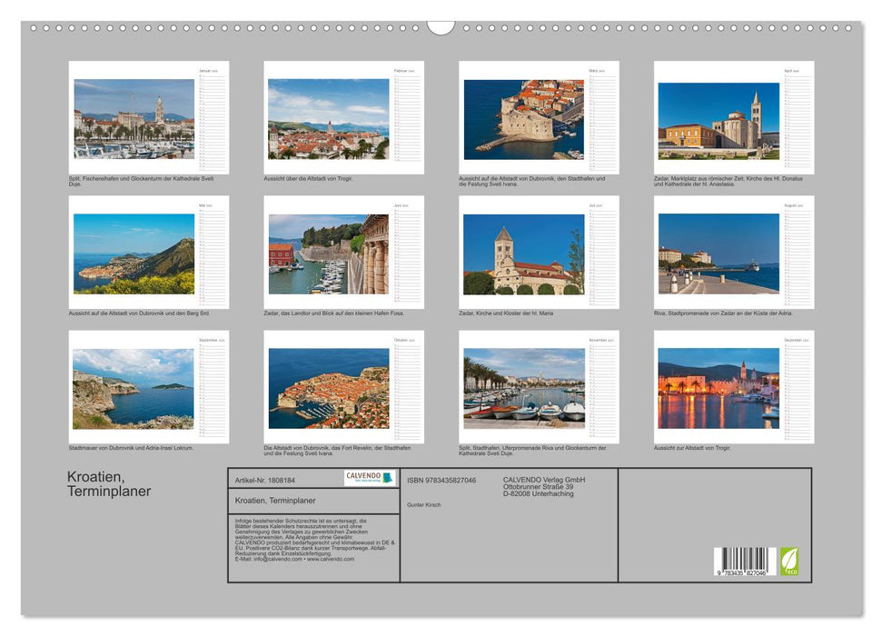 Kroatien, Terminplaner (CALVENDO Wandkalender 2025)