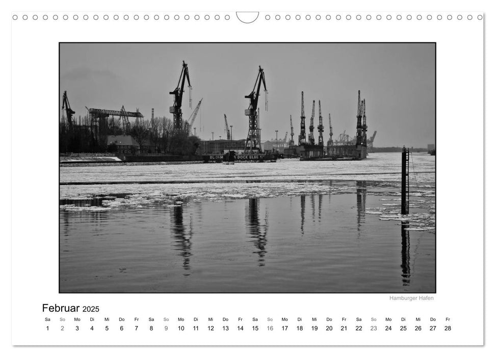 Hamburg in schwarz-weiß (CALVENDO Wandkalender 2025)