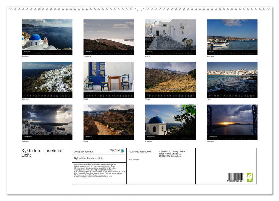 Kykladen - Inseln im Licht (CALVENDO Wandkalender 2025)