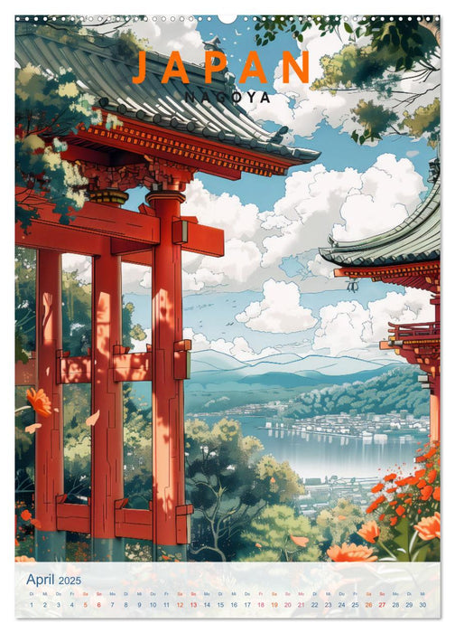 Japan - Old School Poster Style (CALVENDO Premium Wandkalender 2025)