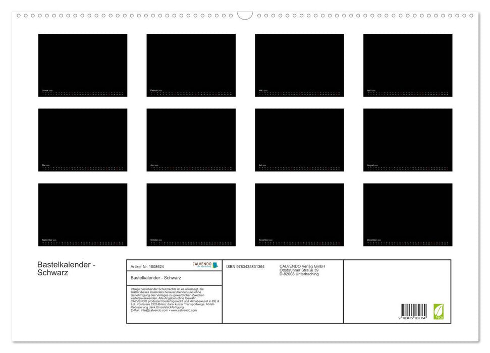 Bastelkalender - Schwarz (CALVENDO Wandkalender 2025)