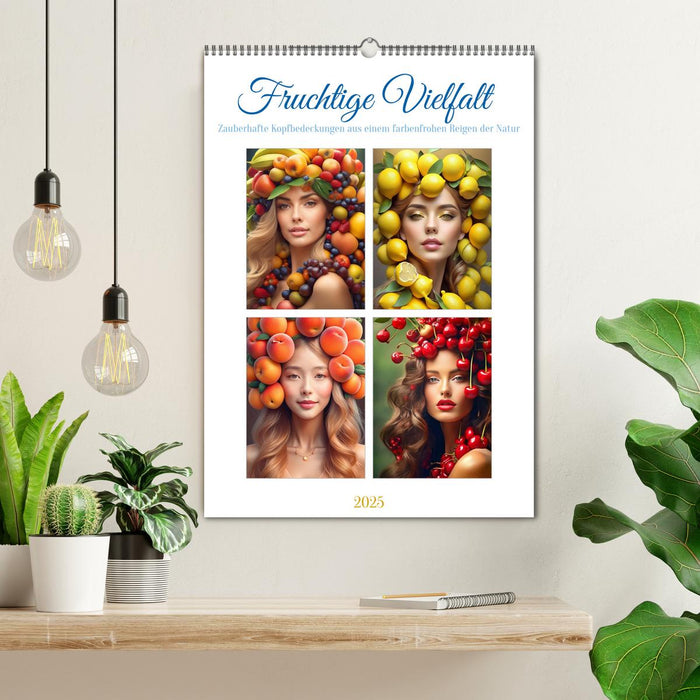 Fruchtige Vielfalt - Zauberhafte Kopfbedeckungen aus einem farbenfrohen Reigen der Natur (CALVENDO Wandkalender 2025)