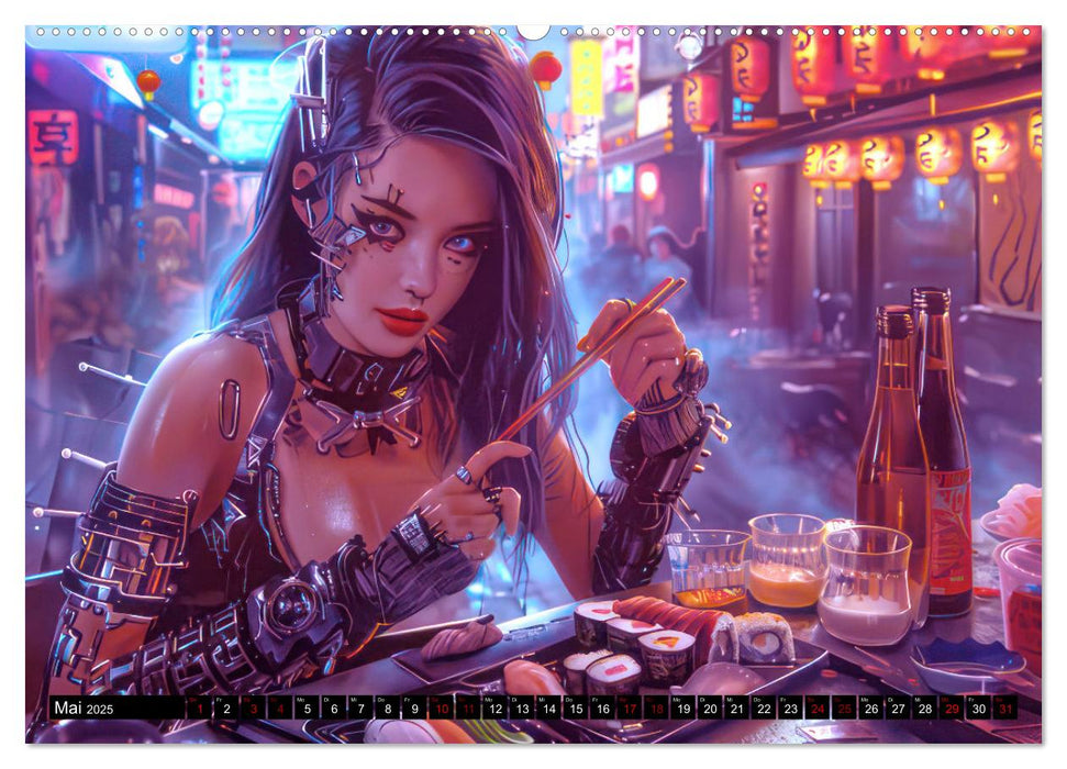 Cyberpunk - Hochtechnisierte Neonwelt (CALVENDO Wandkalender 2025)