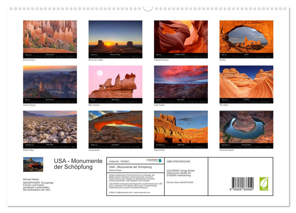 USA - Monumente der Schöpfung (CALVENDO Premium Wandkalender 2025)