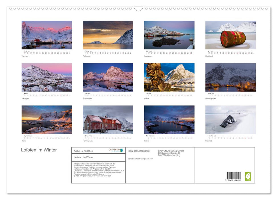 Lofoten im Winter (CALVENDO Wandkalender 2025)