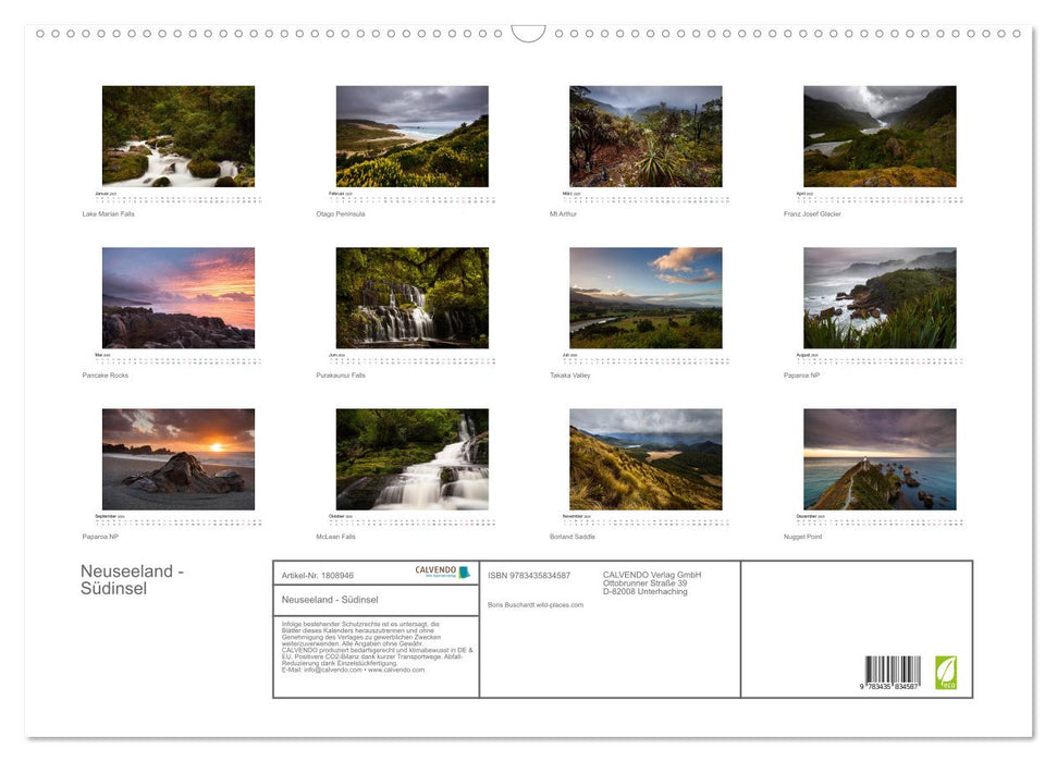 Neuseeland - Südinsel (CALVENDO Wandkalender 2025)