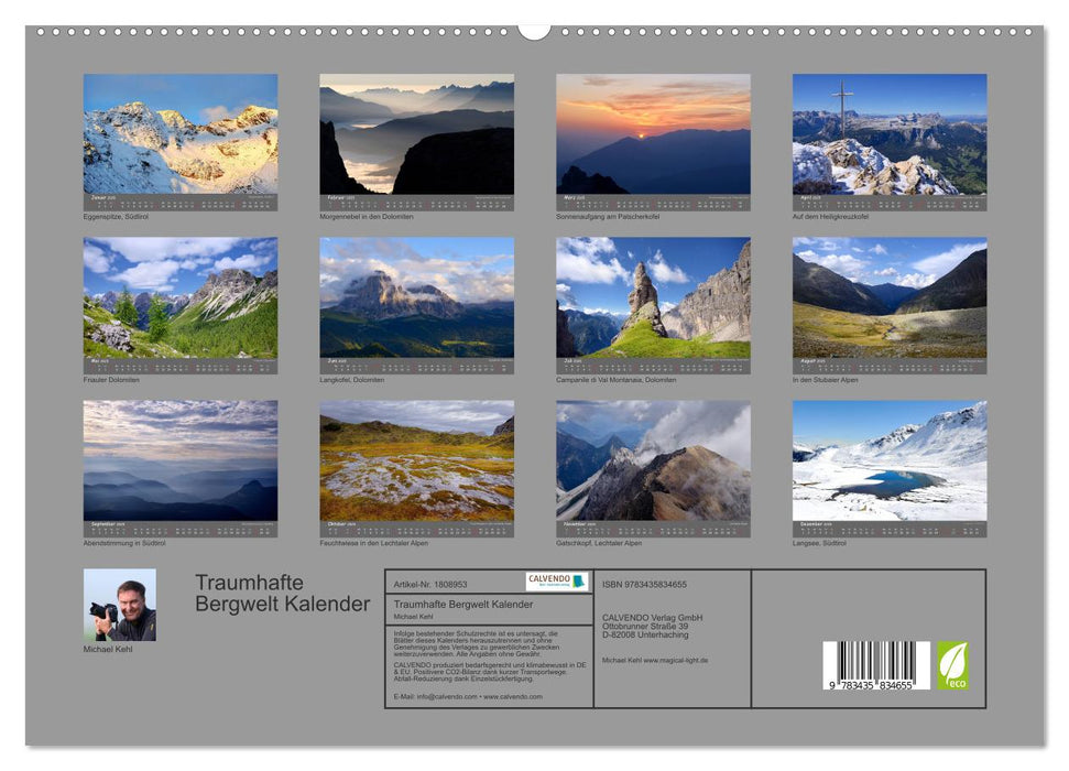 Traumhafte Bergwelt Kalender (CALVENDO Premium Wandkalender 2025)