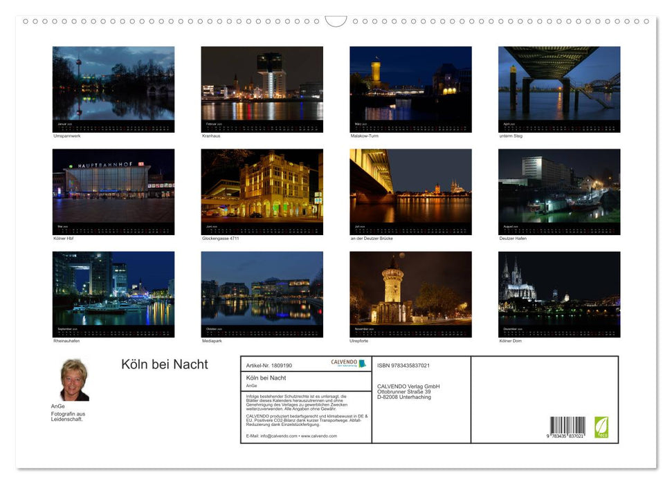 Köln bei Nacht (CALVENDO Wandkalender 2025)