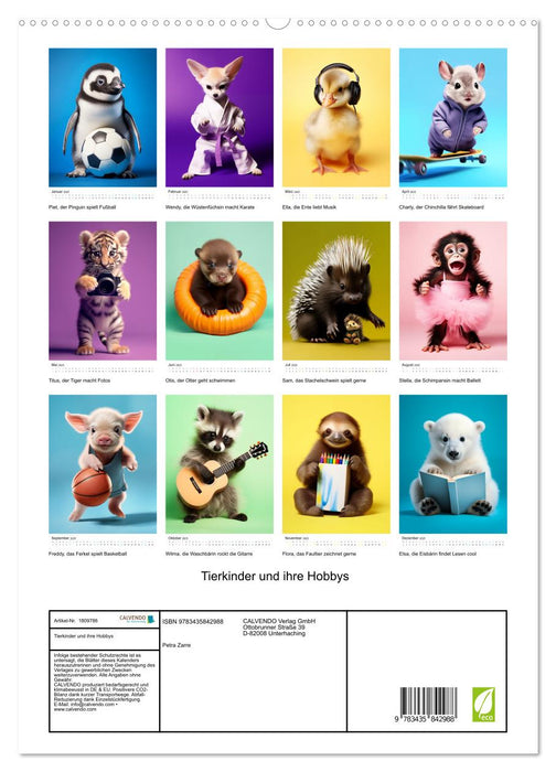 Tierkinder und ihre Hobbys (CALVENDO Premium Wandkalender 2025)