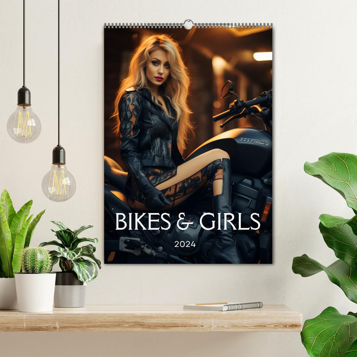 Bikes and Girls: Sexy Mädels auf heißen Mottorrädern (CALVENDO Wandkalender 2025)