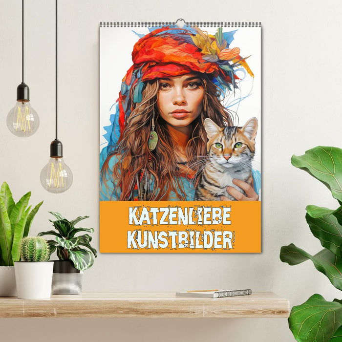 Katzenliebe Kunstbilder (CALVENDO Wandkalender 2025)