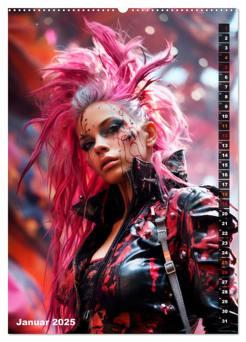 ROCKERINNEN Cyber, Goth, Punk und mehr (CALVENDO Wandkalender 2025)