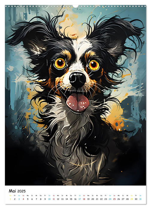 Crazy Dogs Bekannte Hunderassen im Comicstyle (CALVENDO Wandkalender 2025)