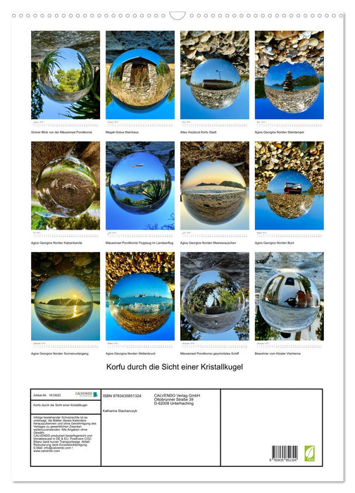 Korfu durch die Sicht einer Kristallkugel (CALVENDO Wandkalender 2025)