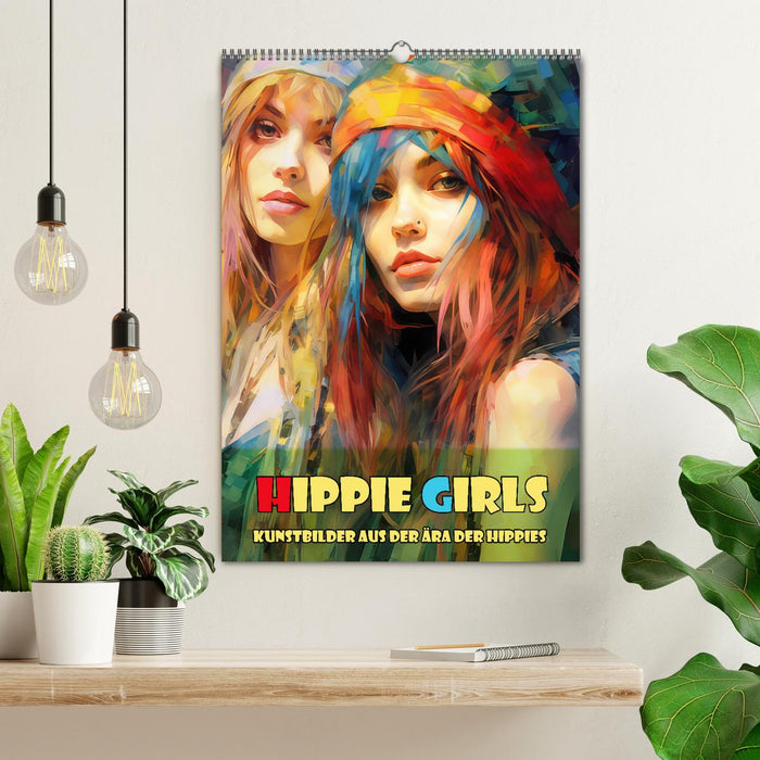 Hippie Girls Kunstbilder aus der Ära der Hippies (CALVENDO Wandkalender 2025)