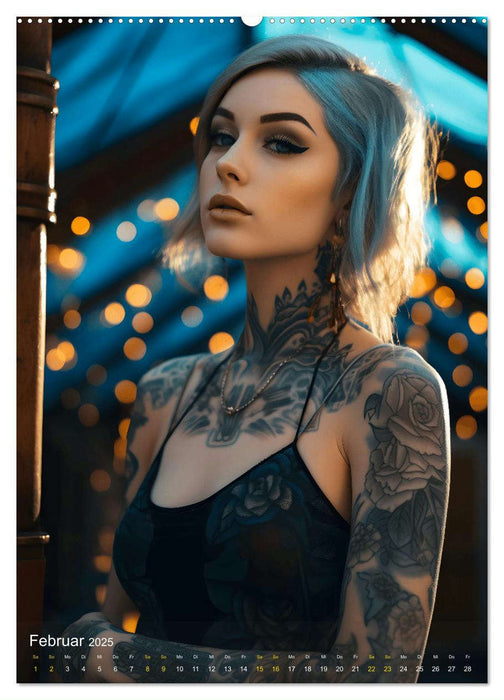 Tattoo Schönheiten - zwölf Monate, zwölf Frauen und jede Menge Tattoos (CALVENDO Wandkalender 2025)