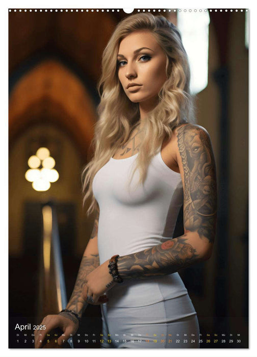 Tattoo Schönheiten - zwölf Monate, zwölf Frauen und jede Menge Tattoos (CALVENDO Wandkalender 2025)