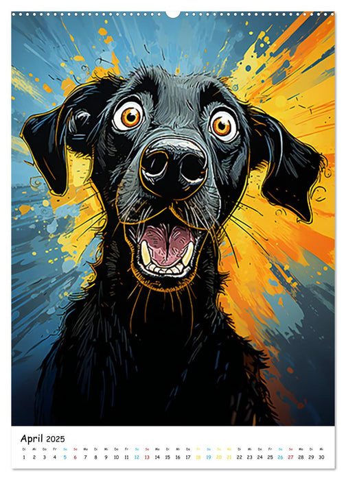 Crazy Dogs Bekannte Hunderassen im Comicstyle (CALVENDO Premium Wandkalender 2025)