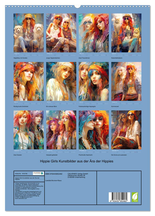 Hippie Girls Kunstbilder aus der Ära der Hippies (CALVENDO Premium Wandkalender 2025)