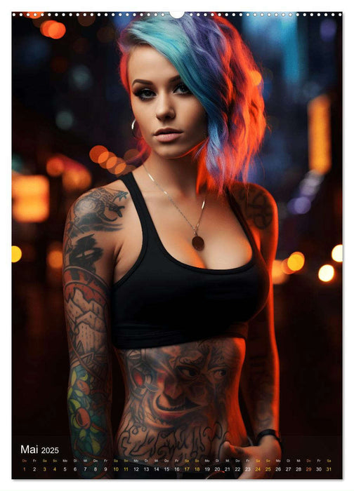 Tattoo Schönheiten - zwölf Monate, zwölf Frauen und jede Menge Tattoos (CALVENDO Premium Wandkalender 2025)