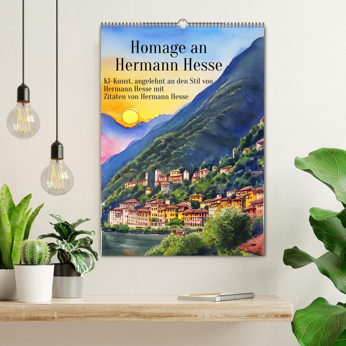 Homage an Hermann Hesse- KI-Kunst angelehnt an den Stil von Hermann Hesse mit Zitaten von Hermann Hesse (CALVENDO Wandkalender 2025)